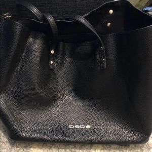 bebe black faux pebbled leather tote